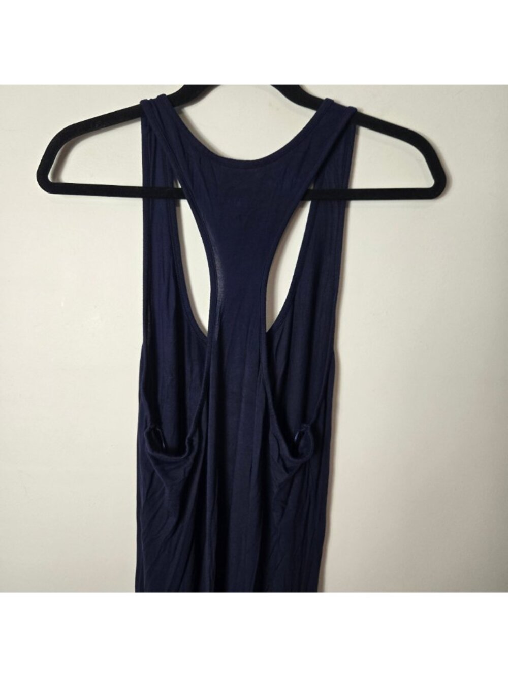 Fabletics Size L Iliana Racerback Sleeveless Maxi Dress Midnight Blue Side Slit - Picture 3 of 8